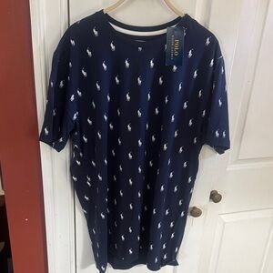 Polo by Ralph Lauren Navy Tee with White Pony Print men’s large